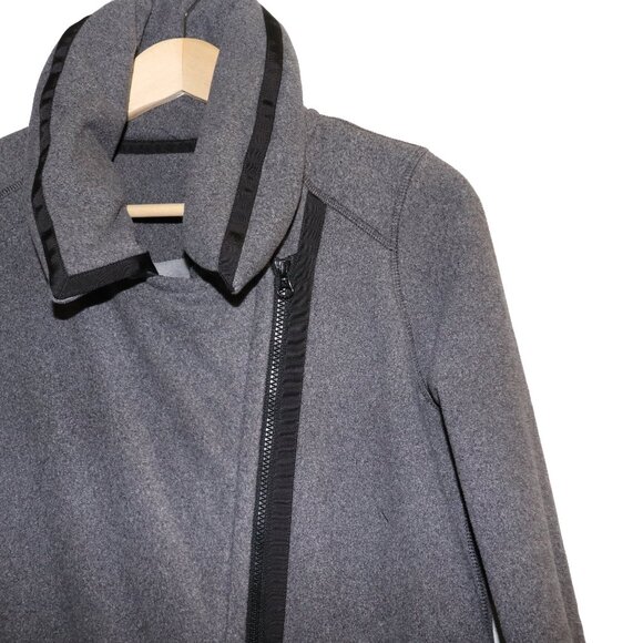 Lululemon Moto Asymmetric Zip Fleece Sweatshirt Jacket Grey - Picture 4 of 8